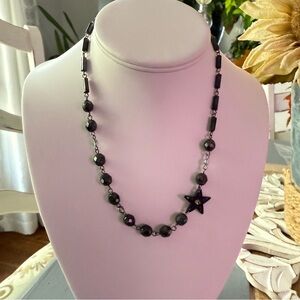 Sabika Black Star Silver Tone Beaded Winter 2010 Necklace